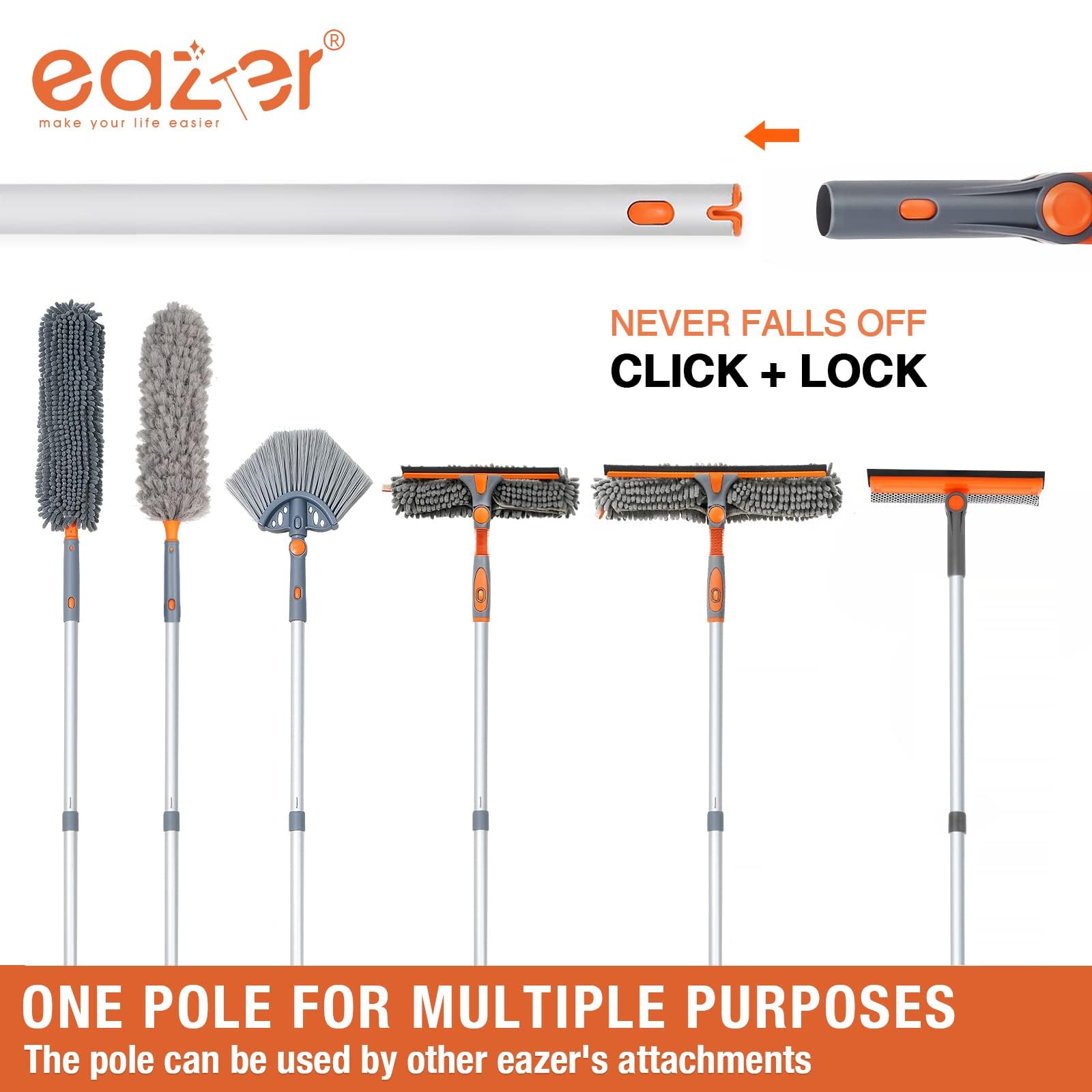 Window Squeegee by eazer with Extension Pole and Rotate-Lock

