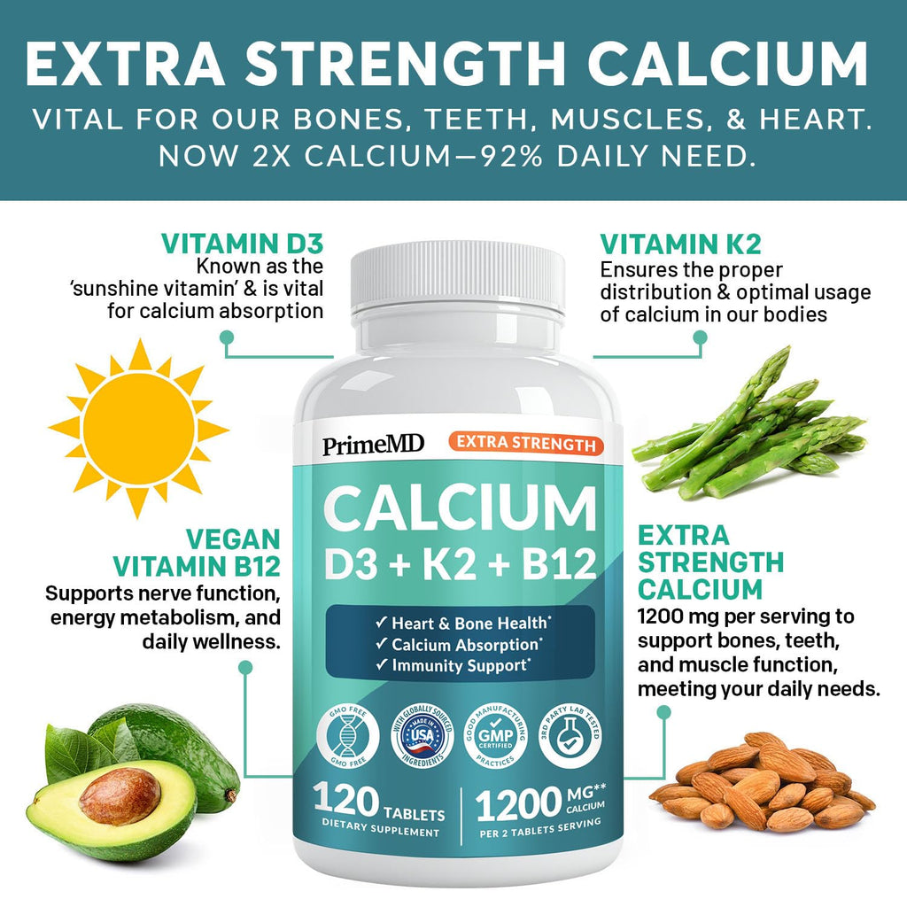 Calcium Supplement 4-in-1 with D3 K2 | Vegan Gluten-Free

