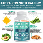Calcium Supplement 4-in-1 with D3 K2 | Vegan Gluten-Free


