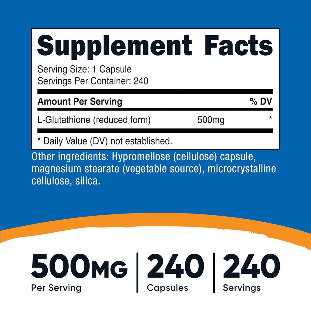 Nutricost Glutathione Capsules 500mg - Gluten Free GMO Free

