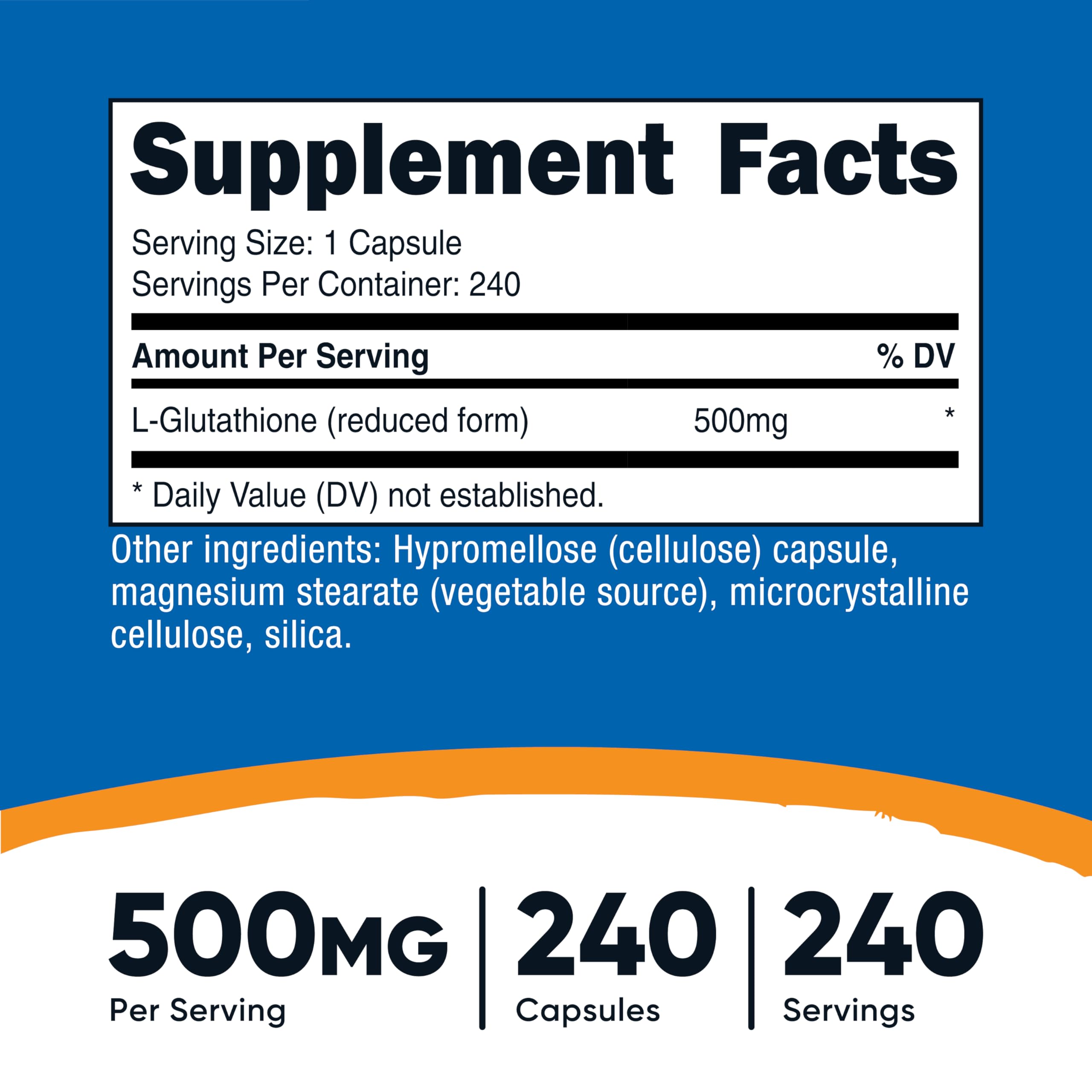 Nutricost Glutathione Capsules 500mg - Gluten Free GMO Free

