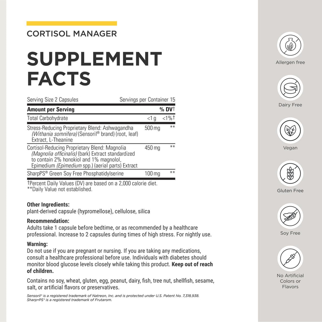 Integrative Therapeutics Cortisol Manager Allergen Free - Vegan

