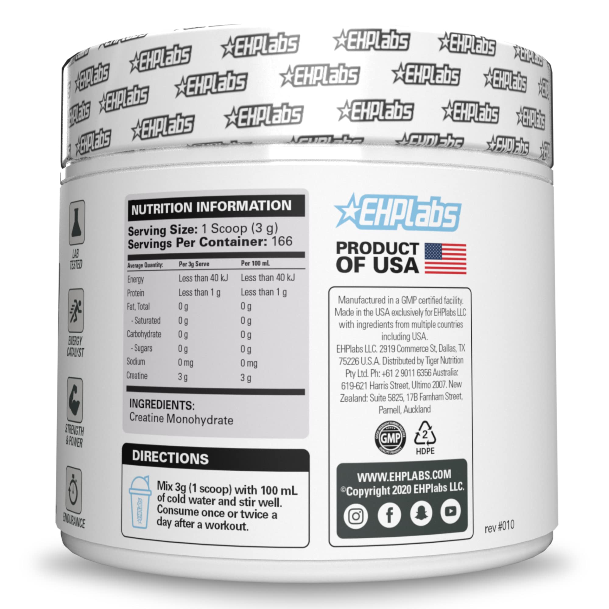 EHP Labs CREA-8 Micronized Creatine Monohydrate Powder

