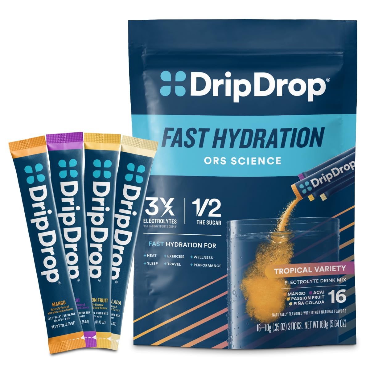 DripDrop Hydration Electrolyte Drink Mix, Non-GMO