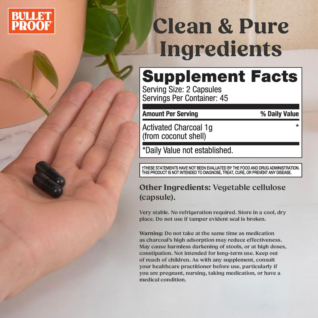 Bulletproof Charcoal Detox Capsules for Gas Relief

