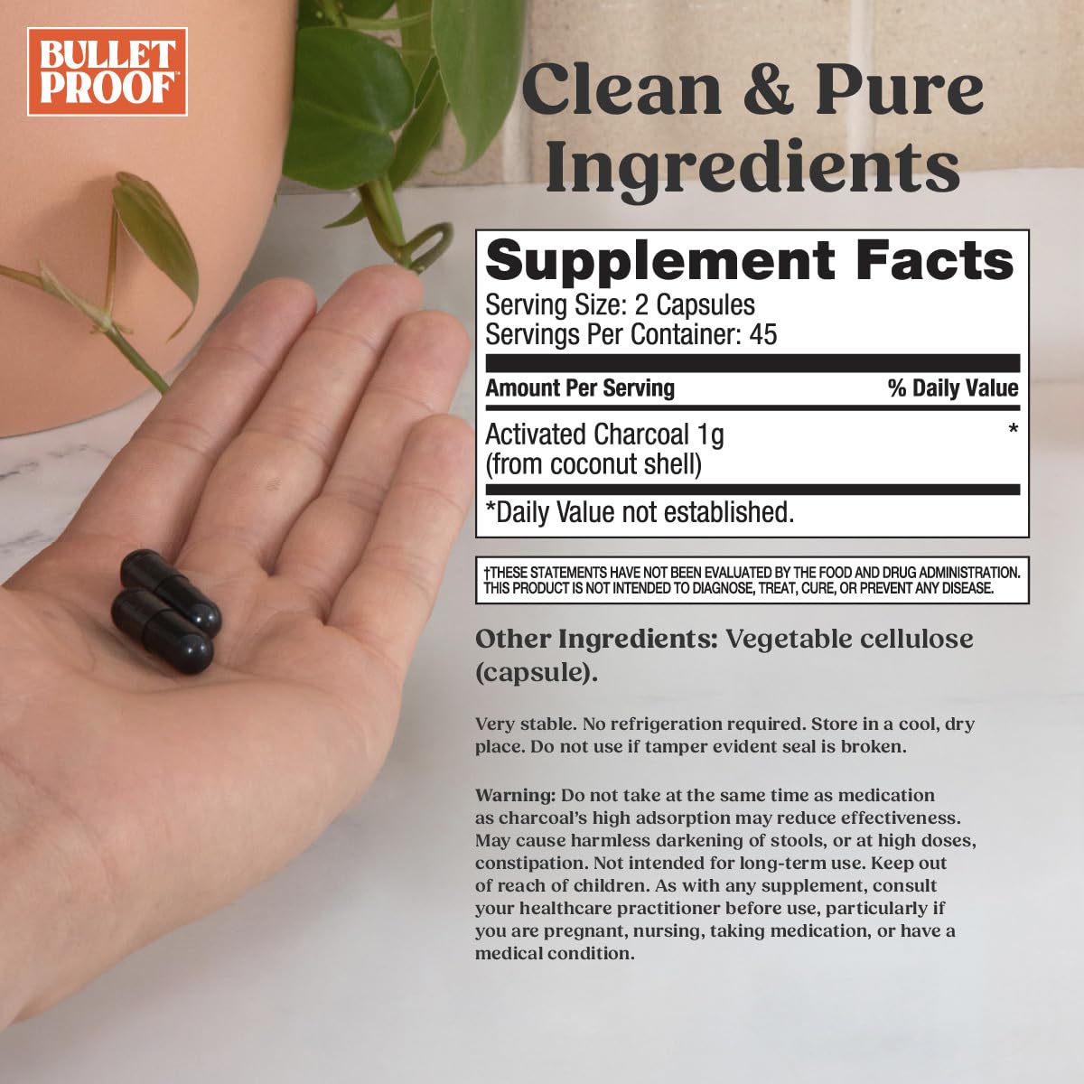 Bulletproof Charcoal Detox Capsules for Gas Relief

