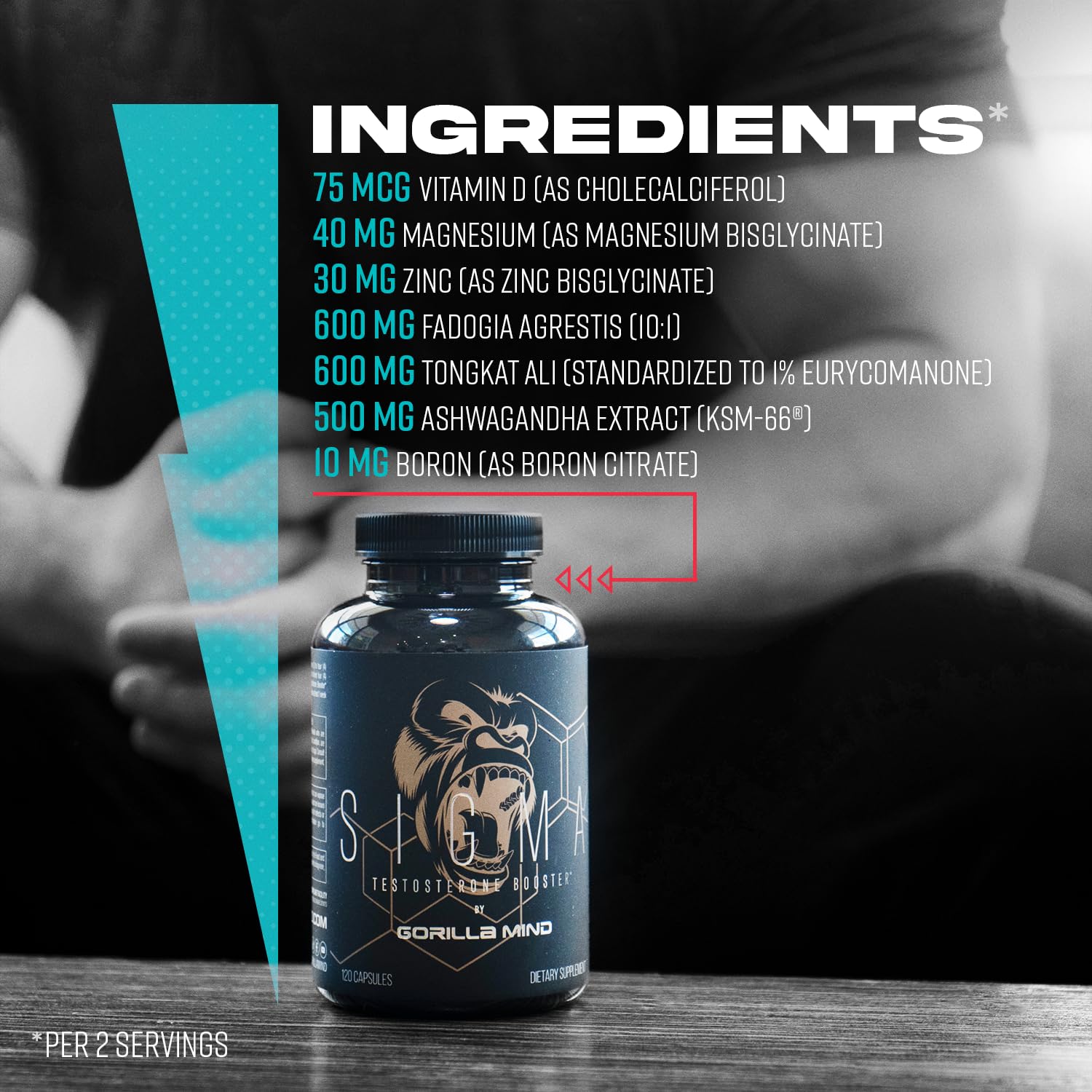 Gorilla Mind Sigma Testosterone Booster with Tongkat Ali

