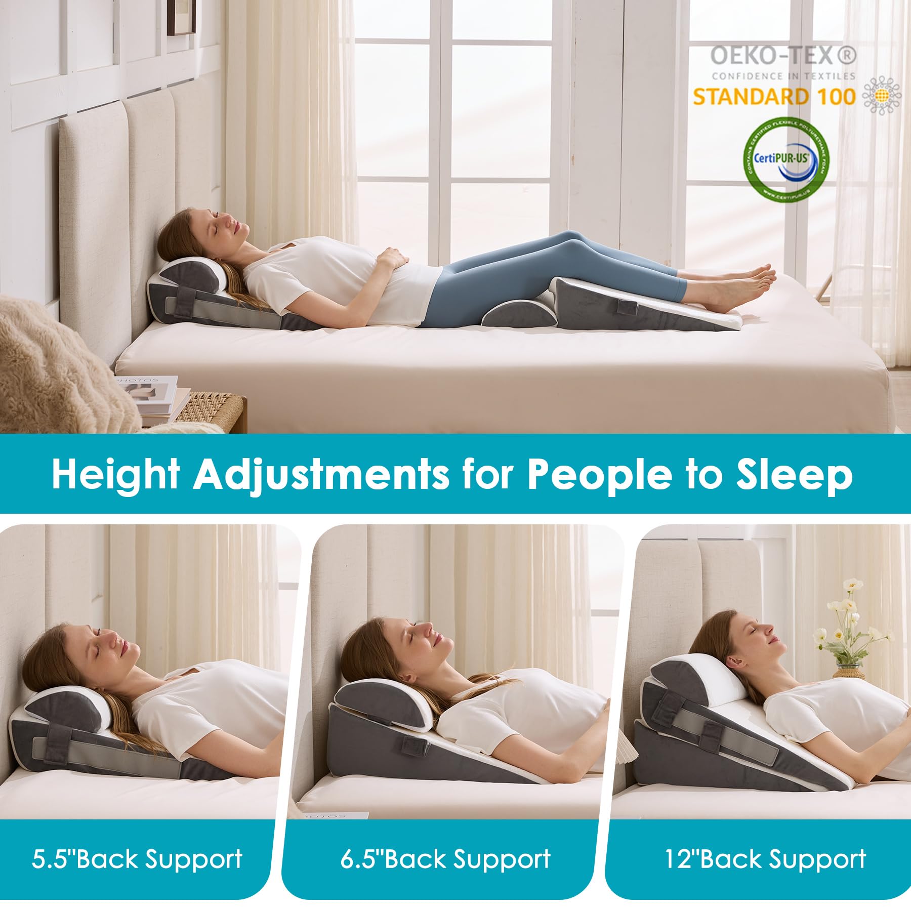 WGAKCED Wedge Pillow Set for Sleep and Recovery

