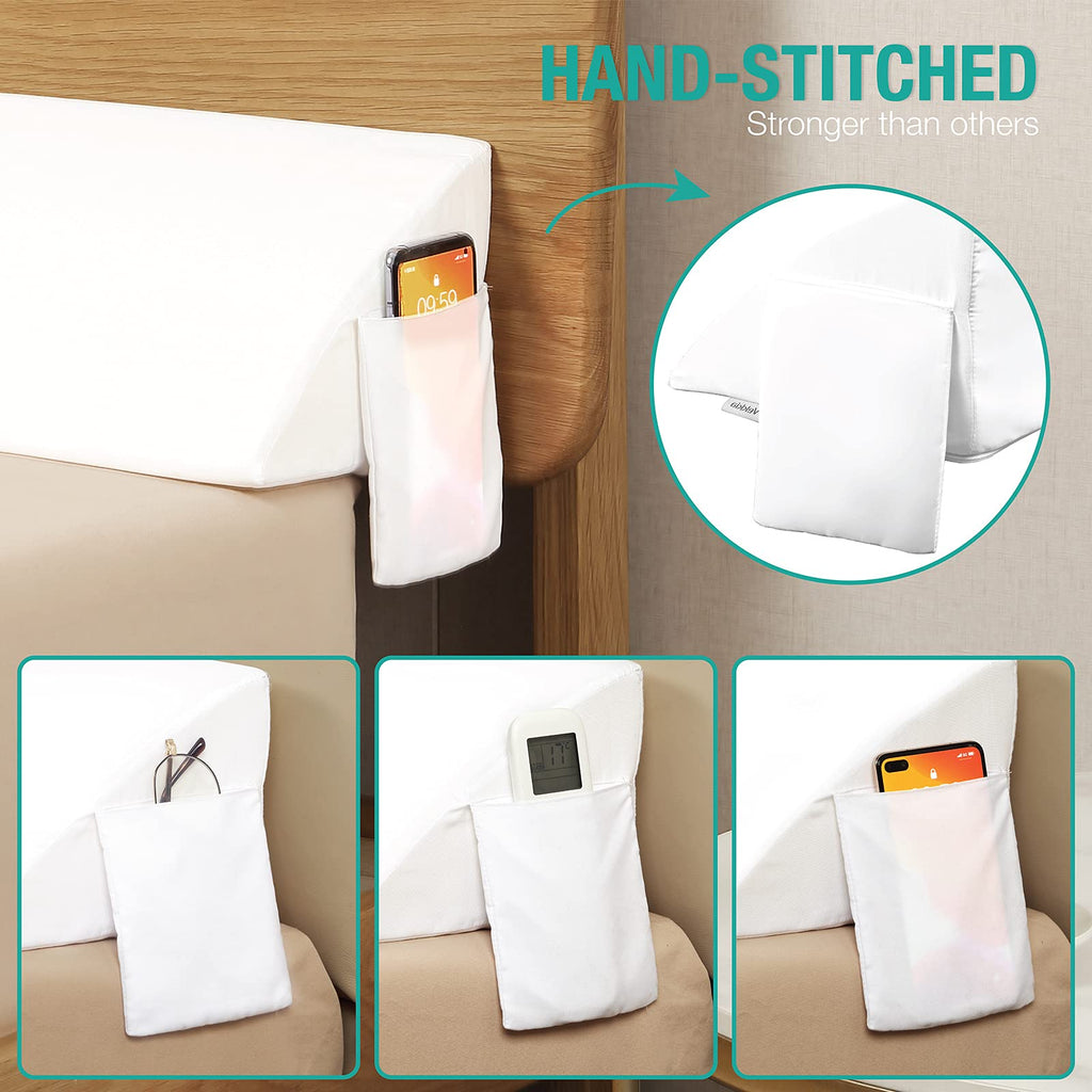 Vekkia Bed Wedge Pillow for Headboard Gap Filler Pockets

