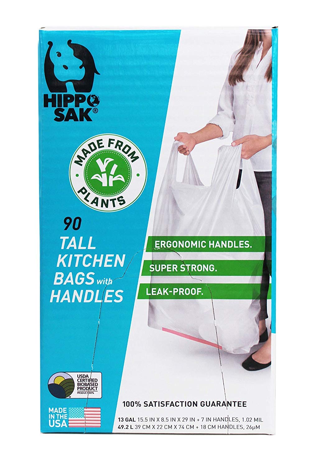 Hippo Sak Plant Based 13-Gallon Trash Bags

