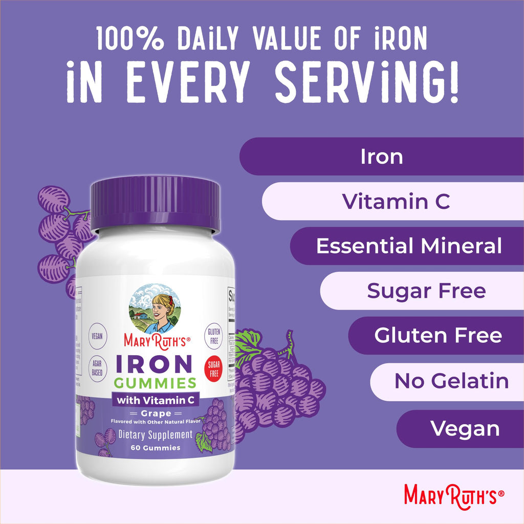 MaryRuth's Iron Gummies with Vitamin C | Vegan Iron Supplement

