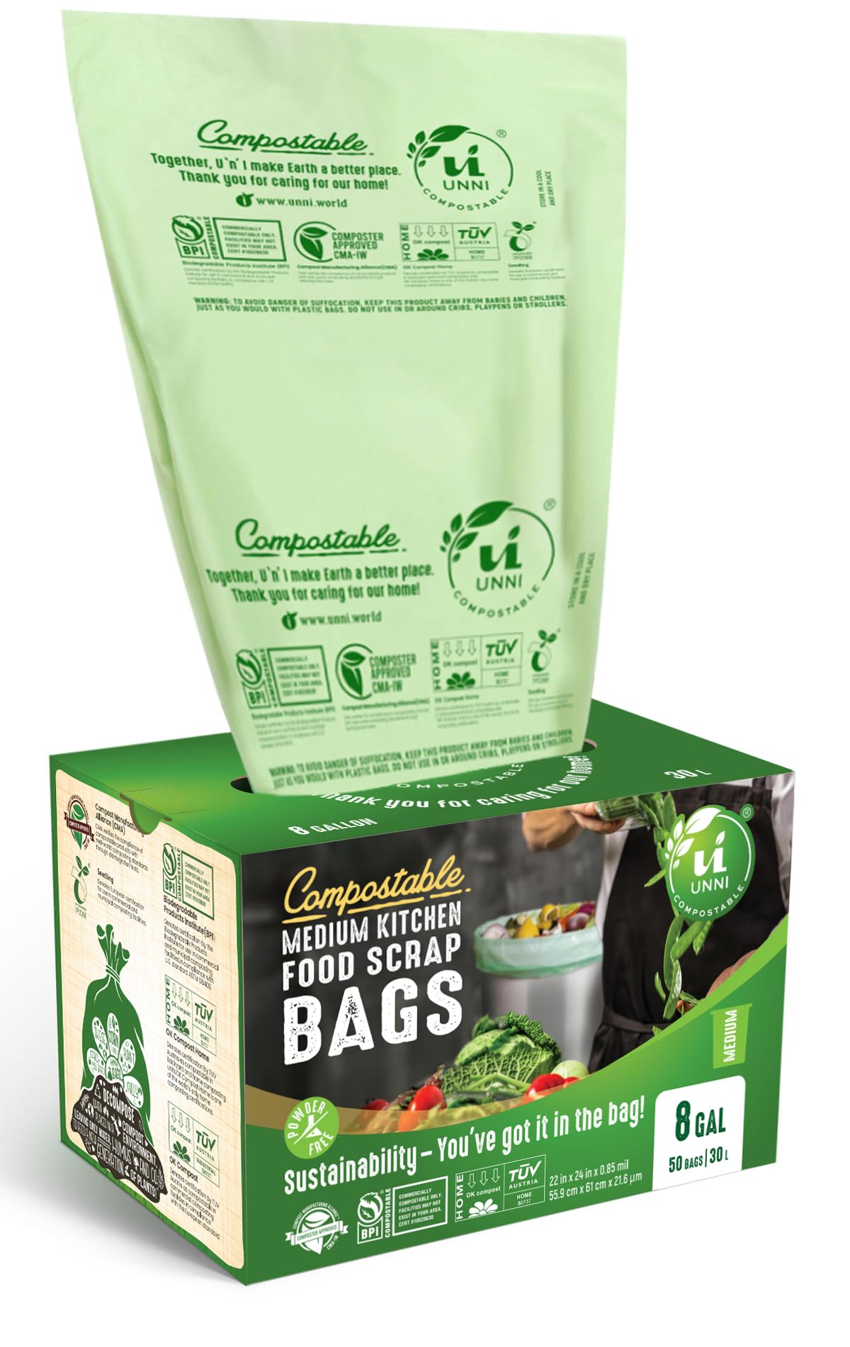 Unni Compostable Trash Bags - Extra Thick Home Liners