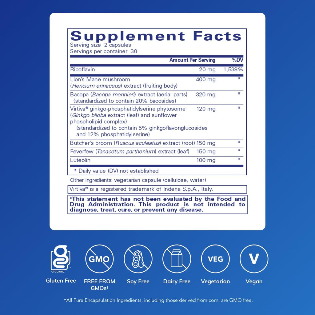 Pure Encapsulations Brain Support Supplement for Focus

