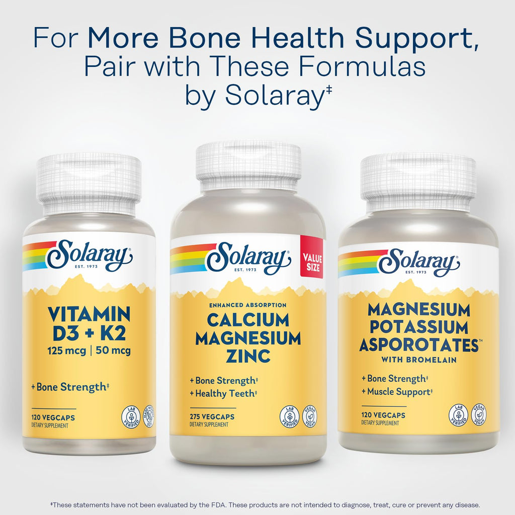 SOLARAY Calcium Magnesium Zinc Supplement | Bone Health

