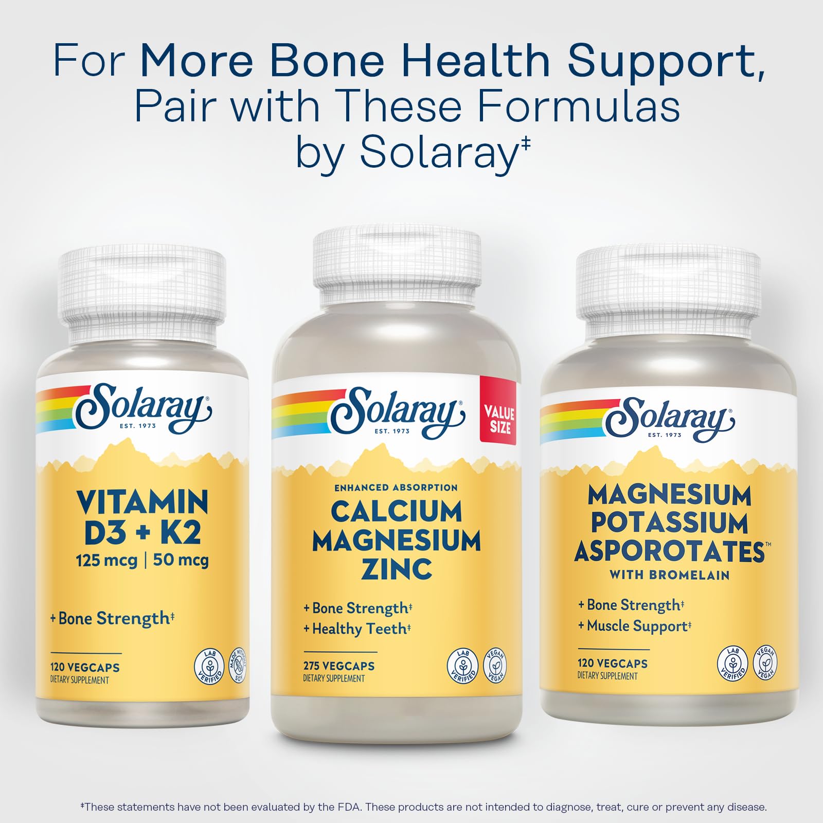 SOLARAY Calcium Magnesium Zinc Supplement | Bone Health

