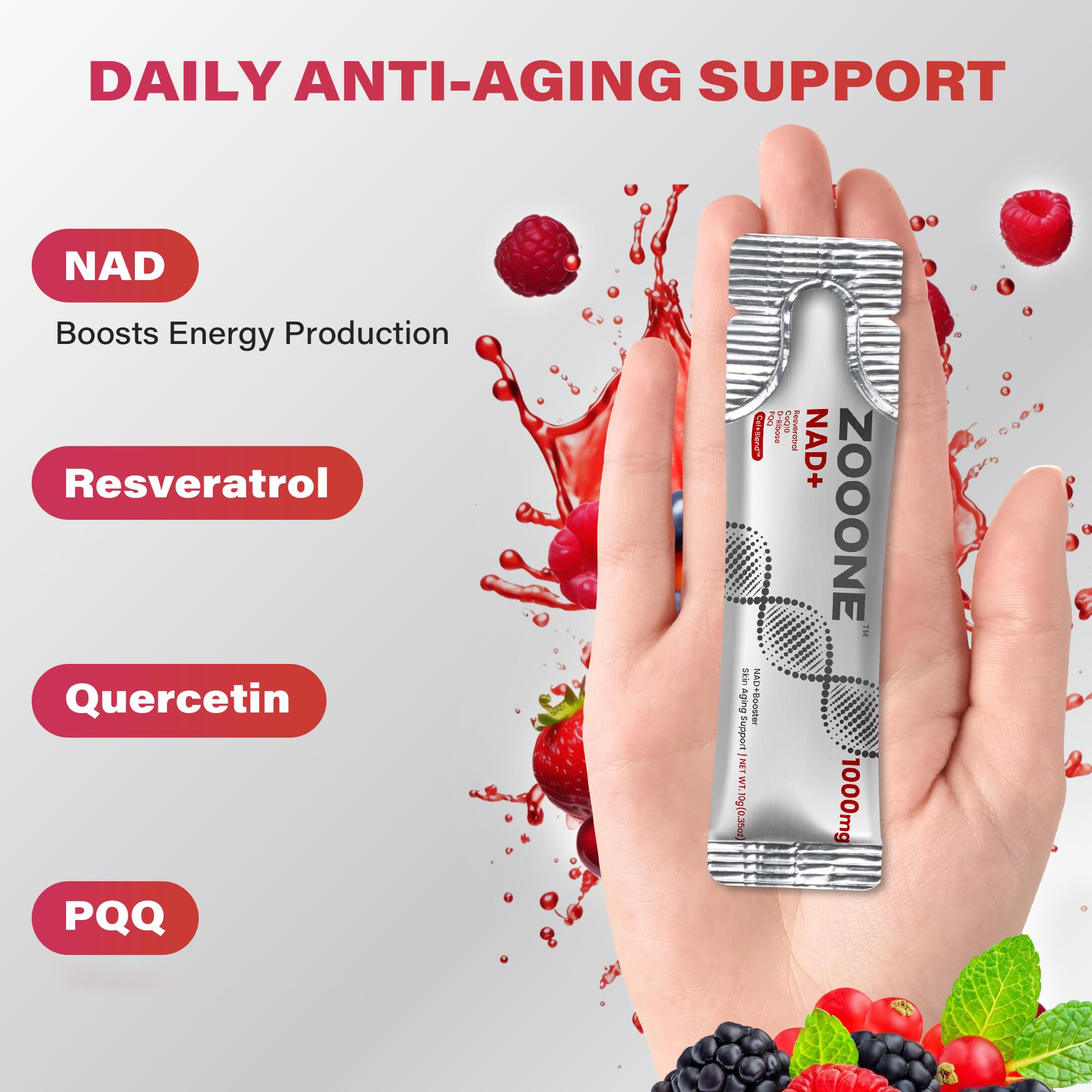 Zooone NAD+ Liquid Packets NMN with Resveratrol CoQ10


