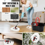 Spin Mop and Bucket Wringer System – 3 Microfiber Heads

