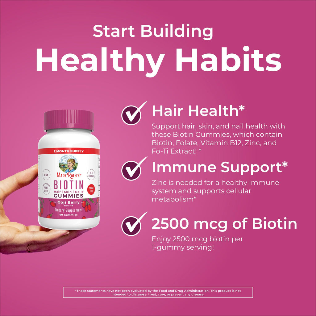 MaryRuth's Organics Biotin Gummies - Sugar Free Hair Skin Nails

