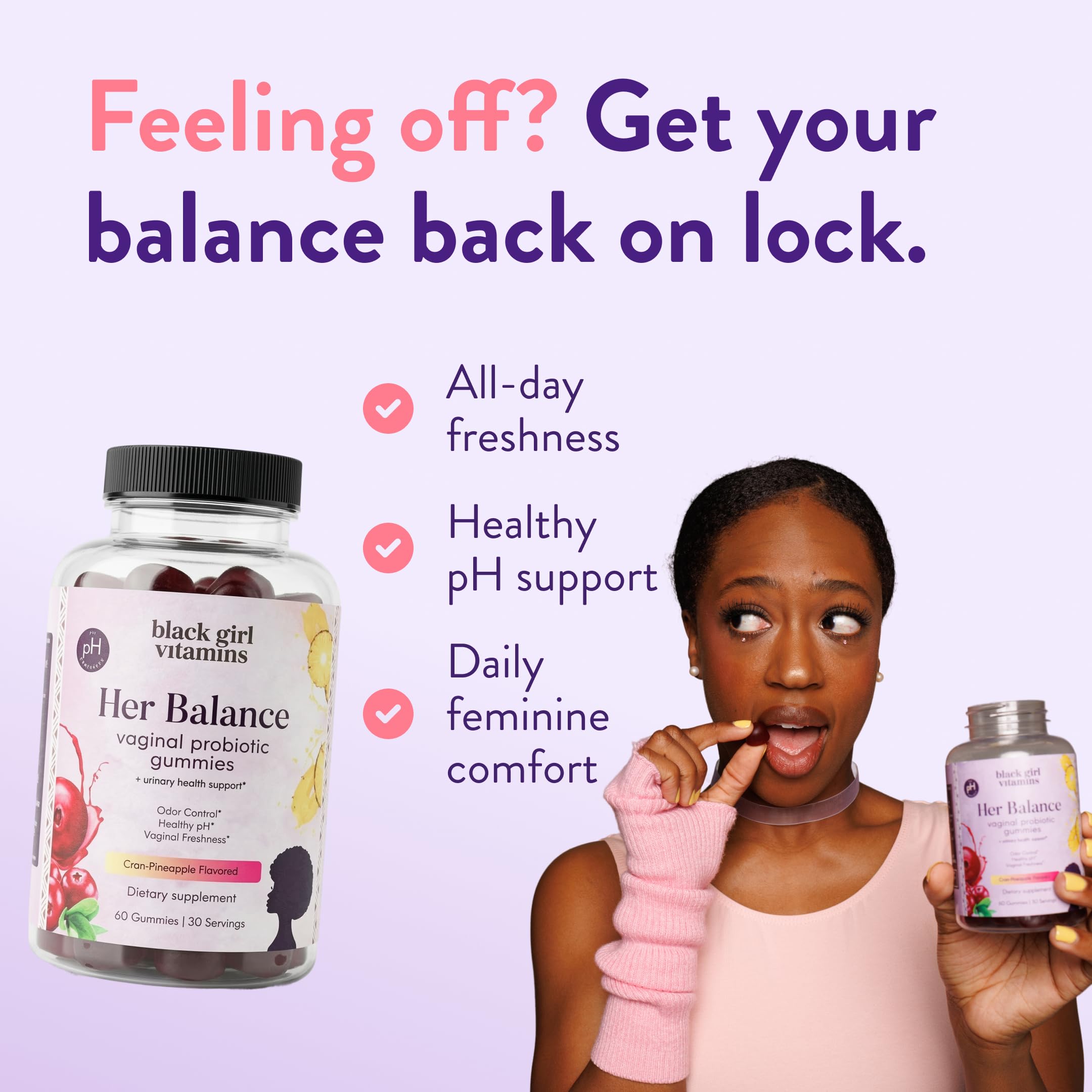 Black Girl Vitamins Her Balance Vaginal Probiotic Gummies

