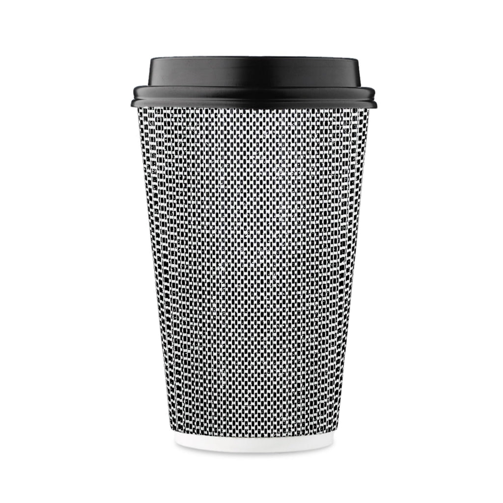 Harvest Pack 16 oz Disposable Coffee Cups with Lids - Insulated Ripple