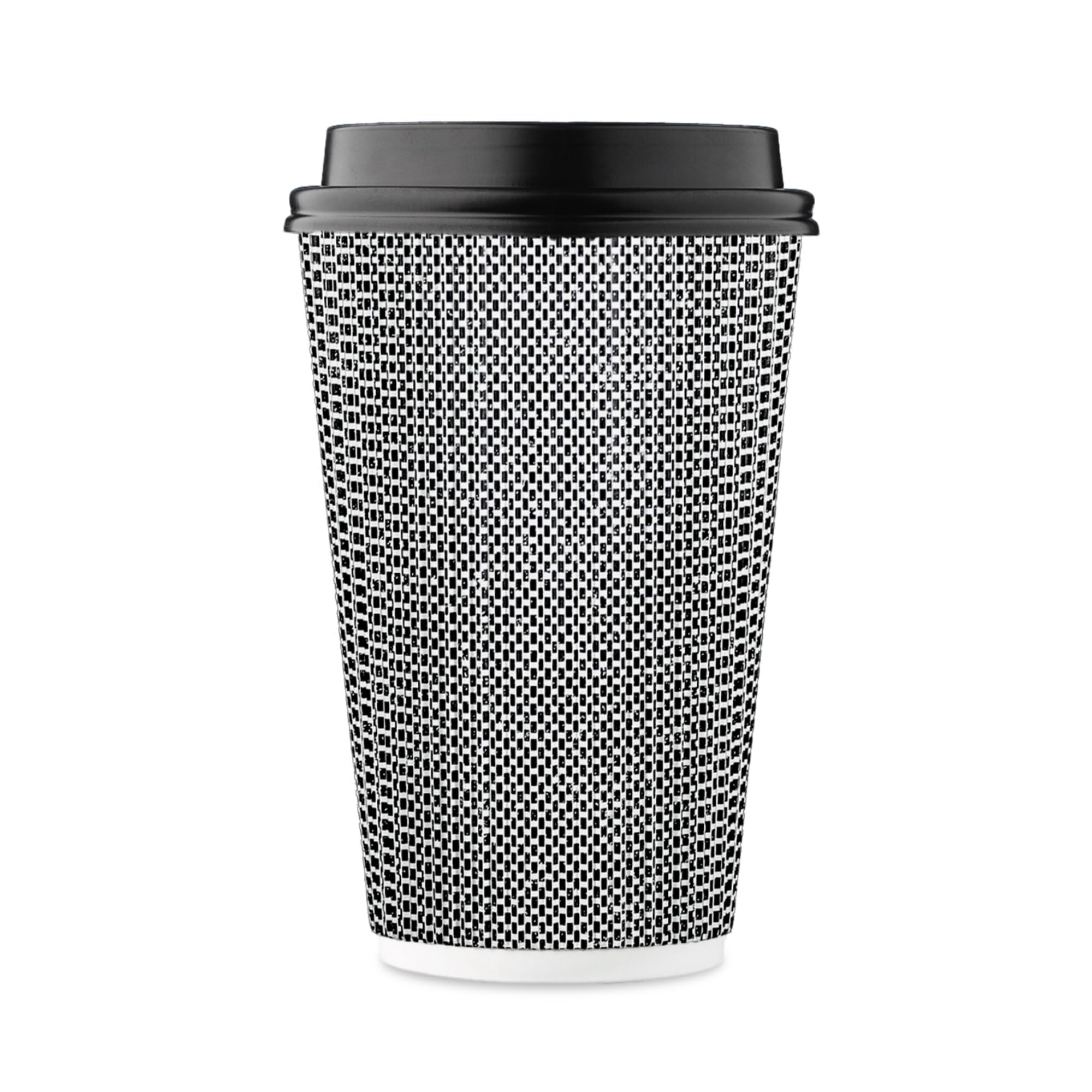 Harvest Pack 16 oz Disposable Coffee Cups with Lids - Insulated Ripple