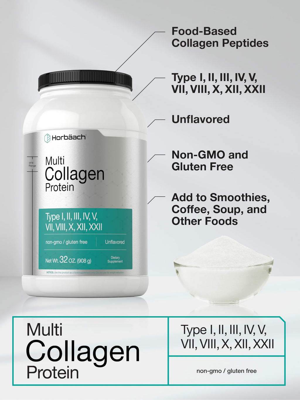 Horbaach Multi Collagen Protein Powder | Collagen Peptides

