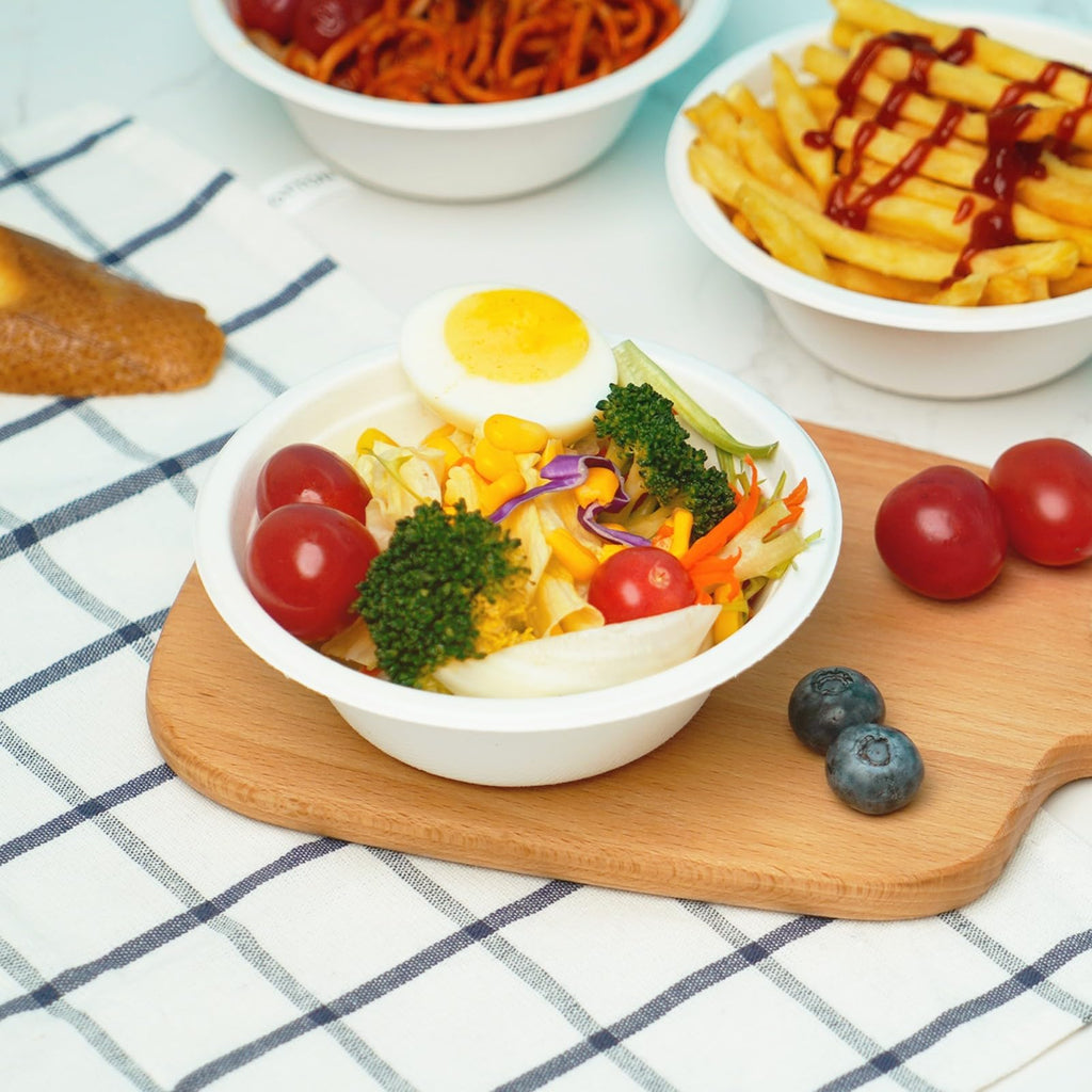 JINVOGREEN Bagasse Paper Bowls - Compostable Microwave Safe

