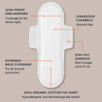 Cora Organic Cotton Topsheet Pads | Overnight Protection


