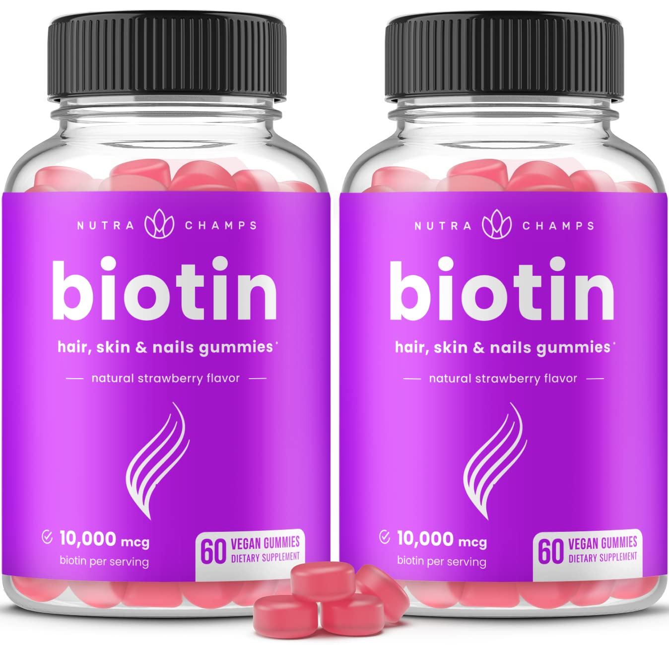 NutraChamps Biotin Gummies High Potency | Hair Skin Nails

