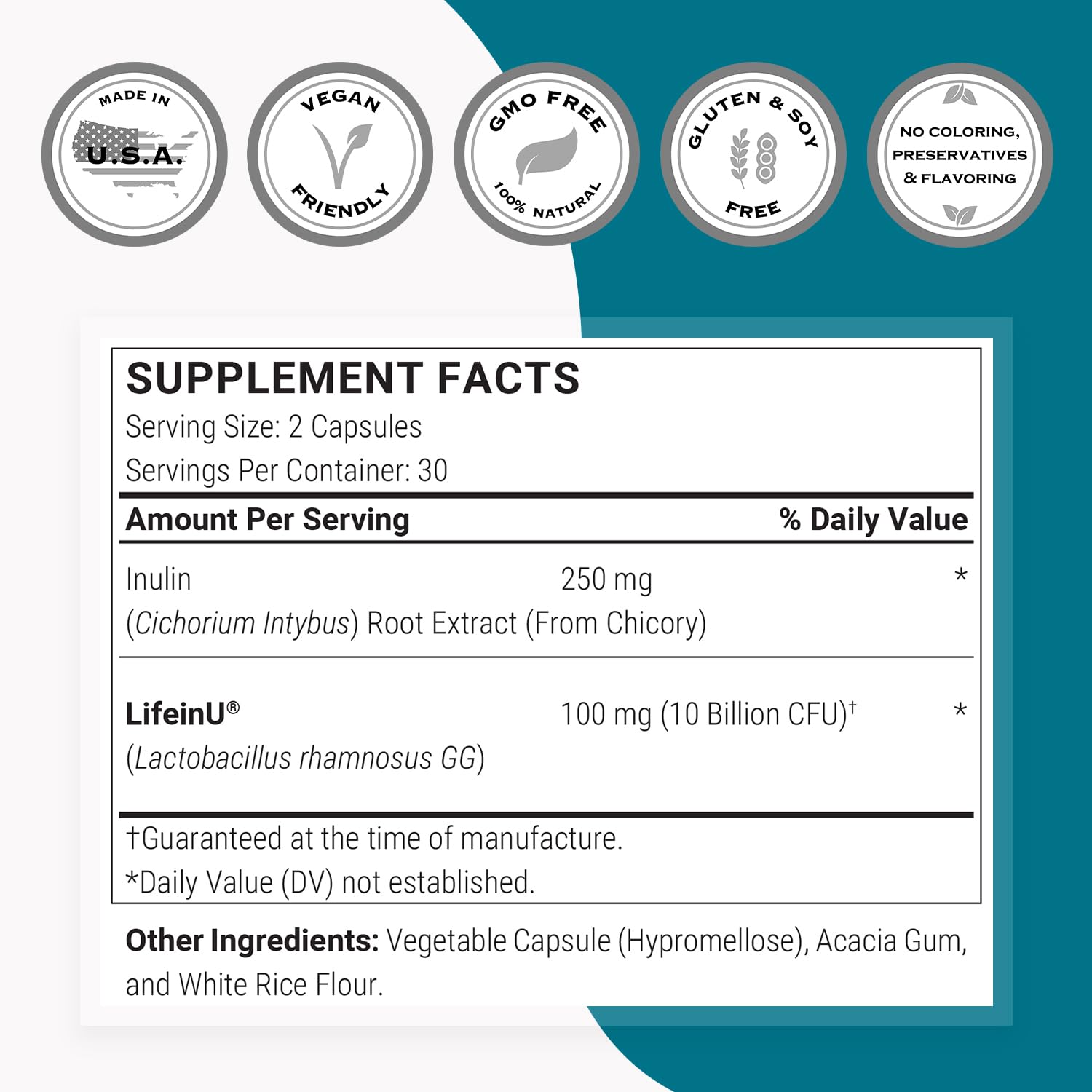 Supersmart Lactobacillus Rhamnosus GG Probiotic with Inulin

