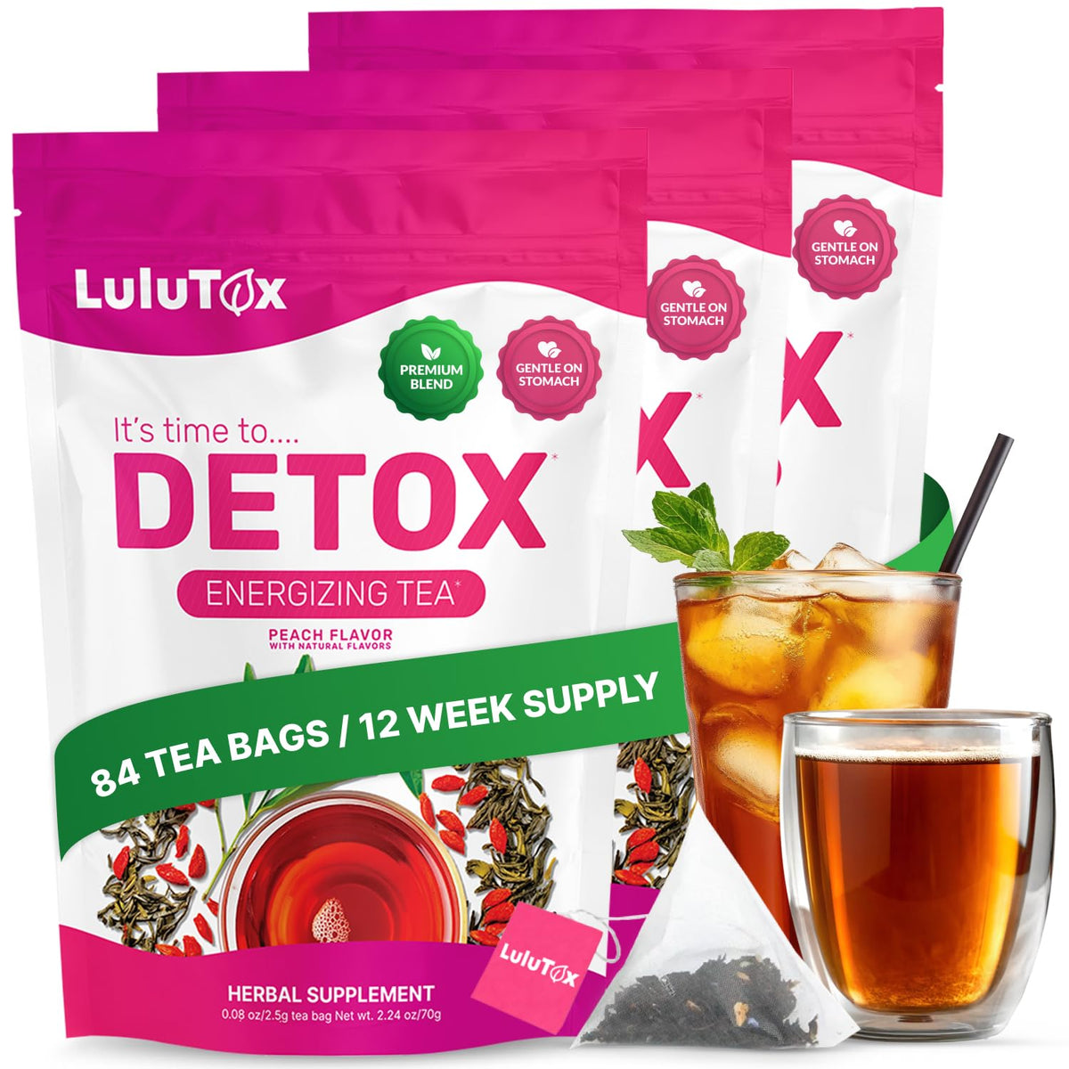 LULUTOX Detox Tea - Blend with Dandelion, Ginseng, Ginger