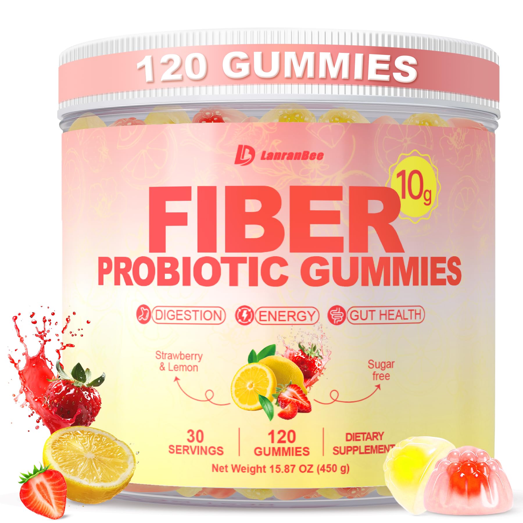 LanranBee Probiotic Fiber Gummies | Digestive Health

