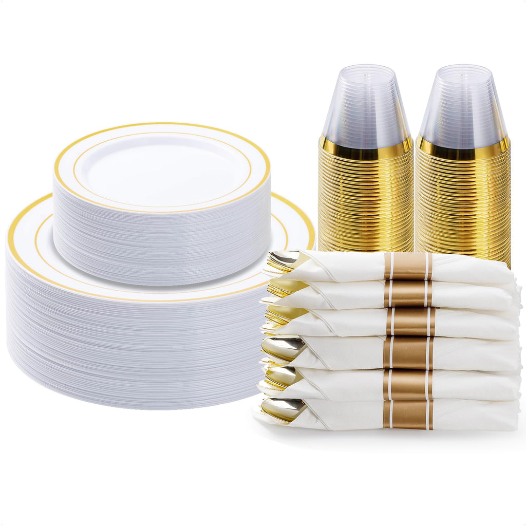 BESTVIP Disposable Plastic Dinnerware Set for Parties