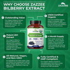 Zazzee Organic Bilberry Extract for Eye Health

