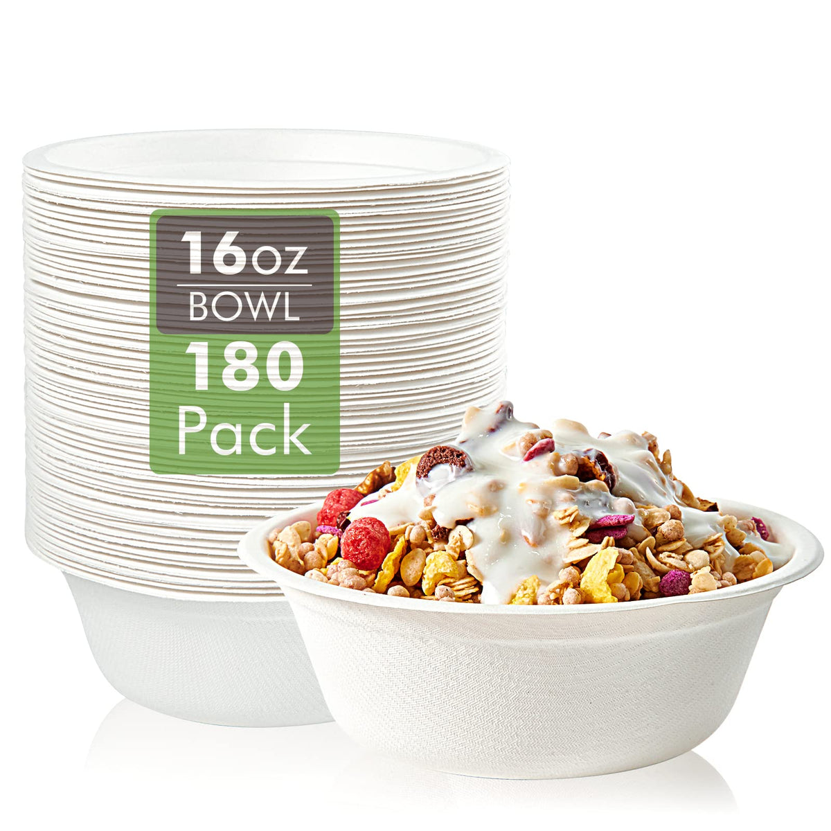 Vplus White Bagasse Bowls Compostable Heavy-Duty Bowls