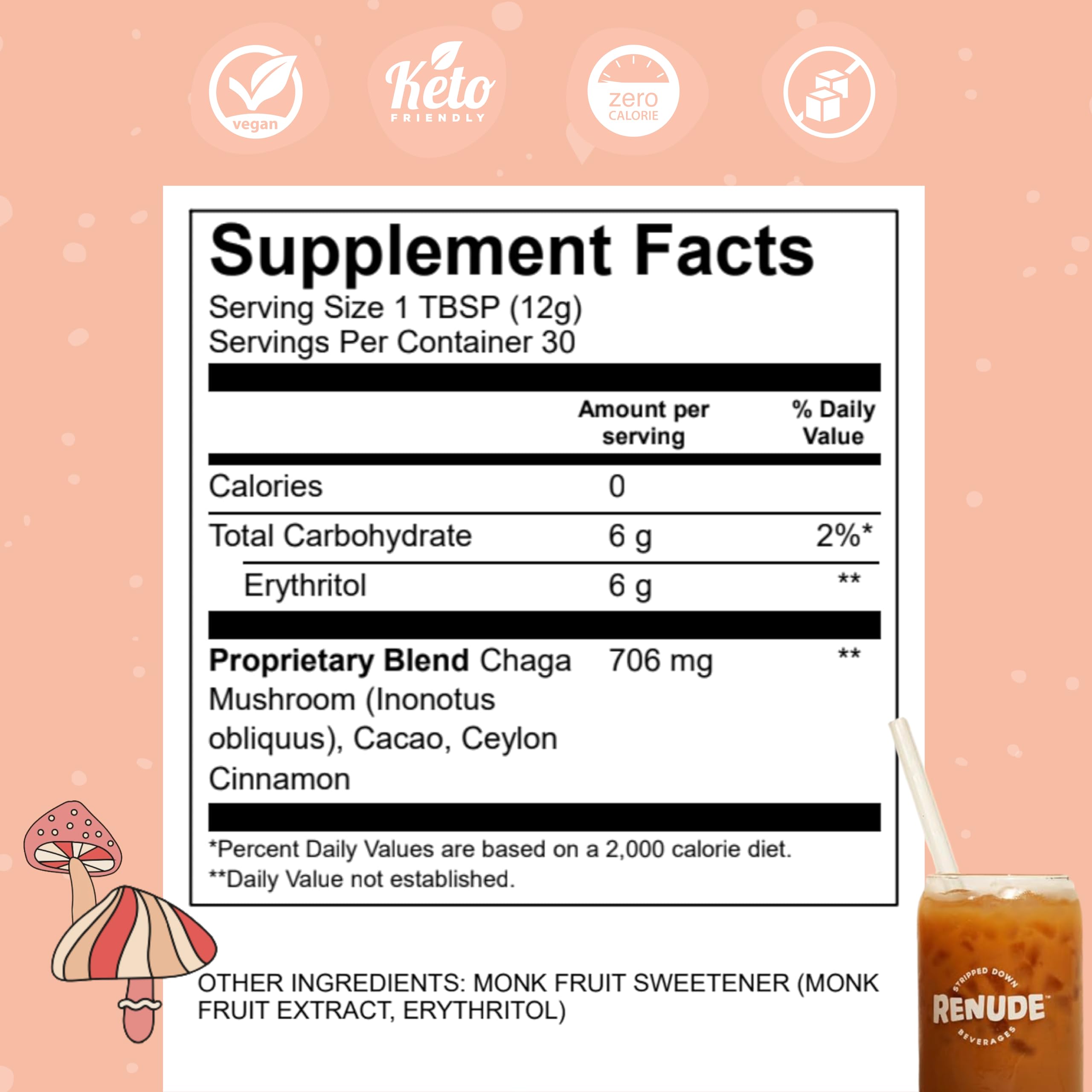 Renude Chagaccino Chaga Mushroom Powder Drink Mix

