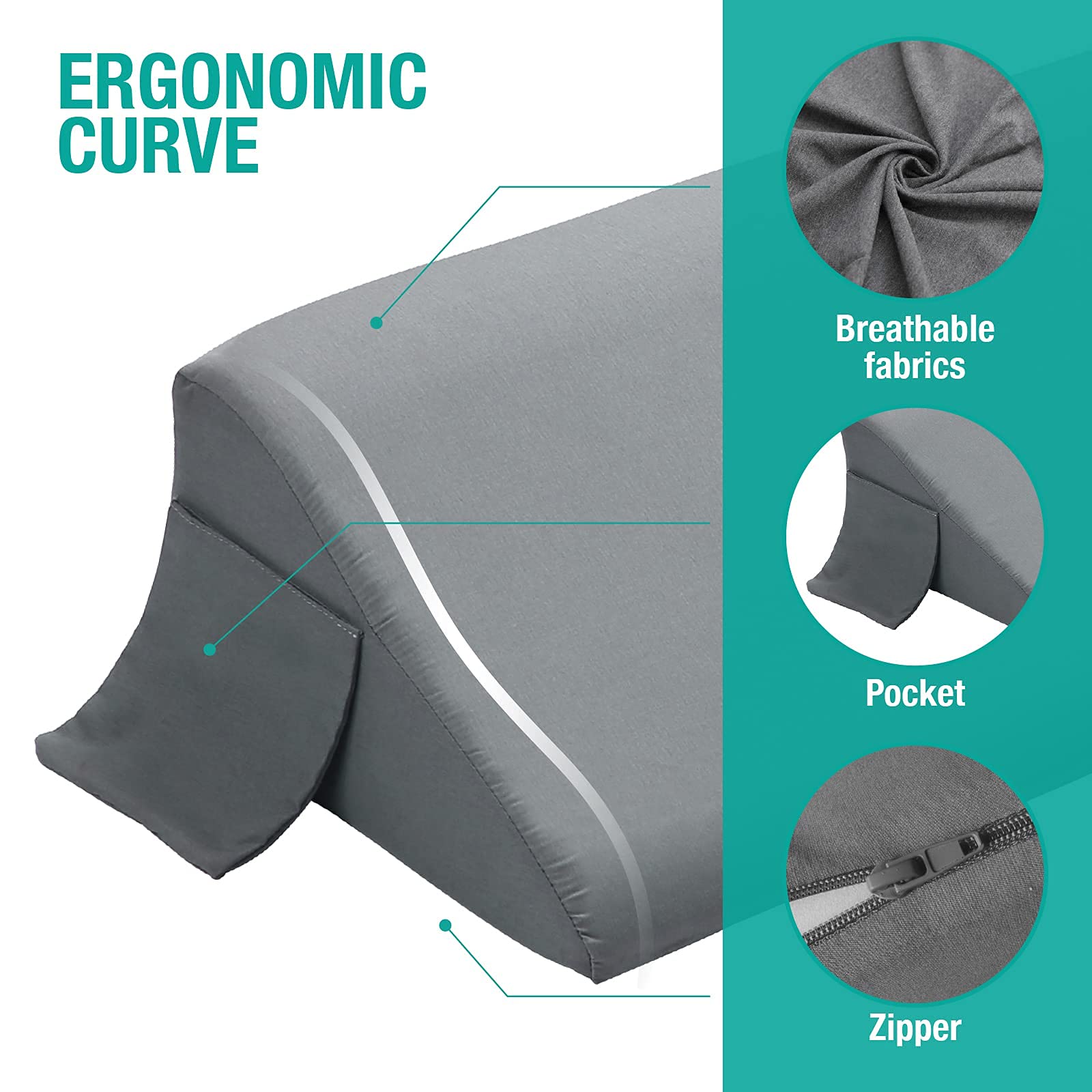 Vekkia Bed Wedge Pillow Gap Filler Headboard Stop Pillow Slips

