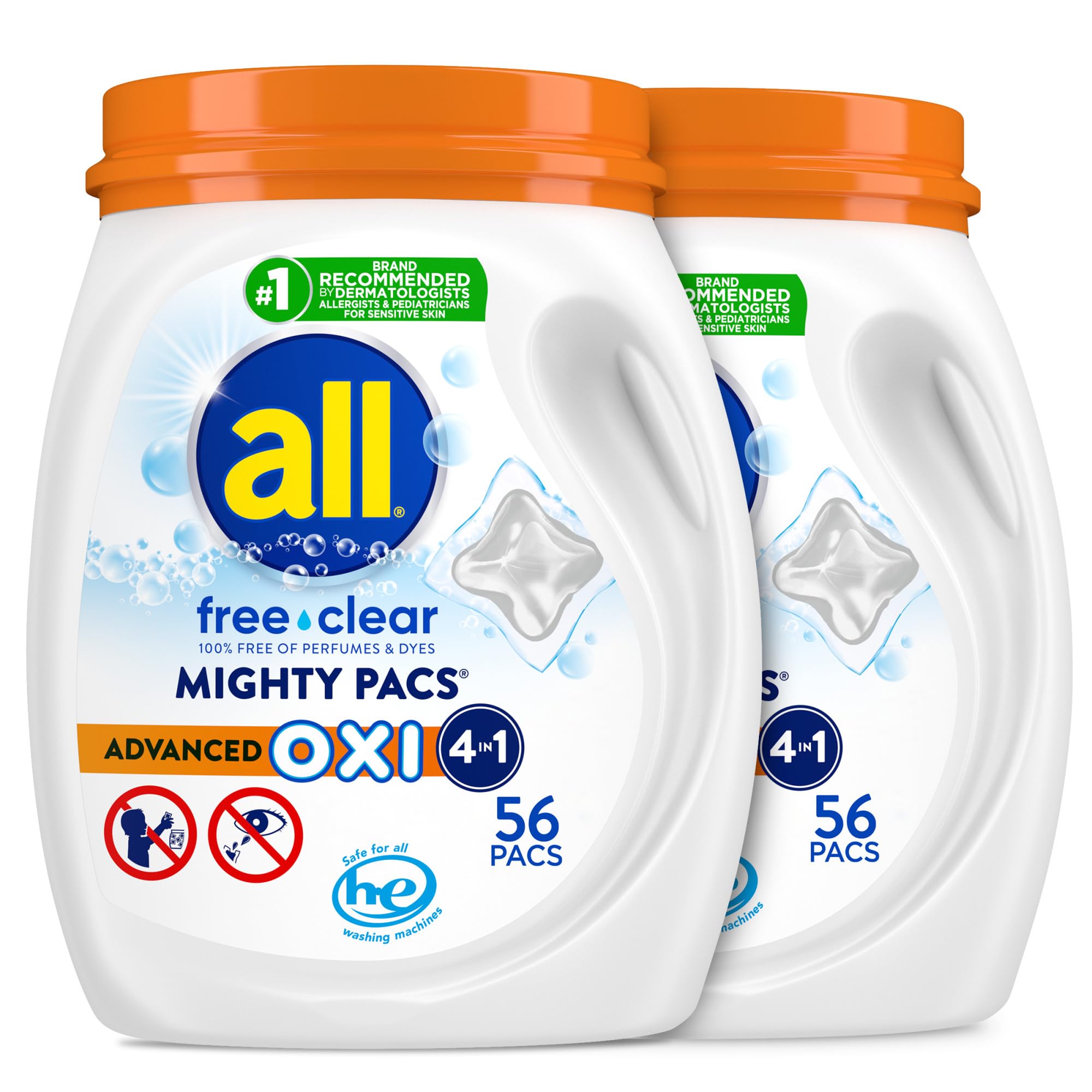 all free clear Mighty Pacs OXI Laundry Detergent Pacs

