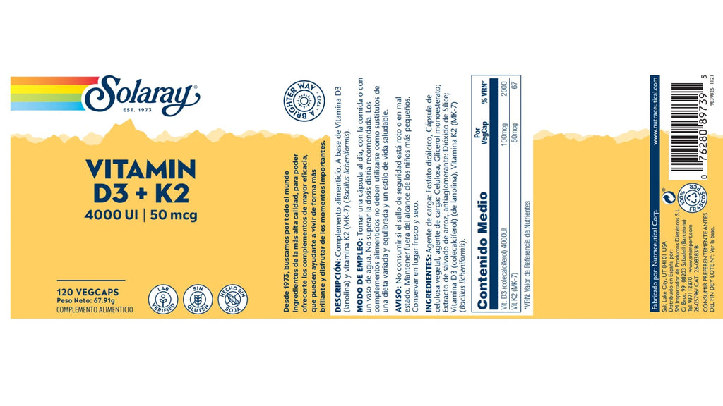 Solaray Vitamin D3 K2 Supplement | Bone Health & Immunity


