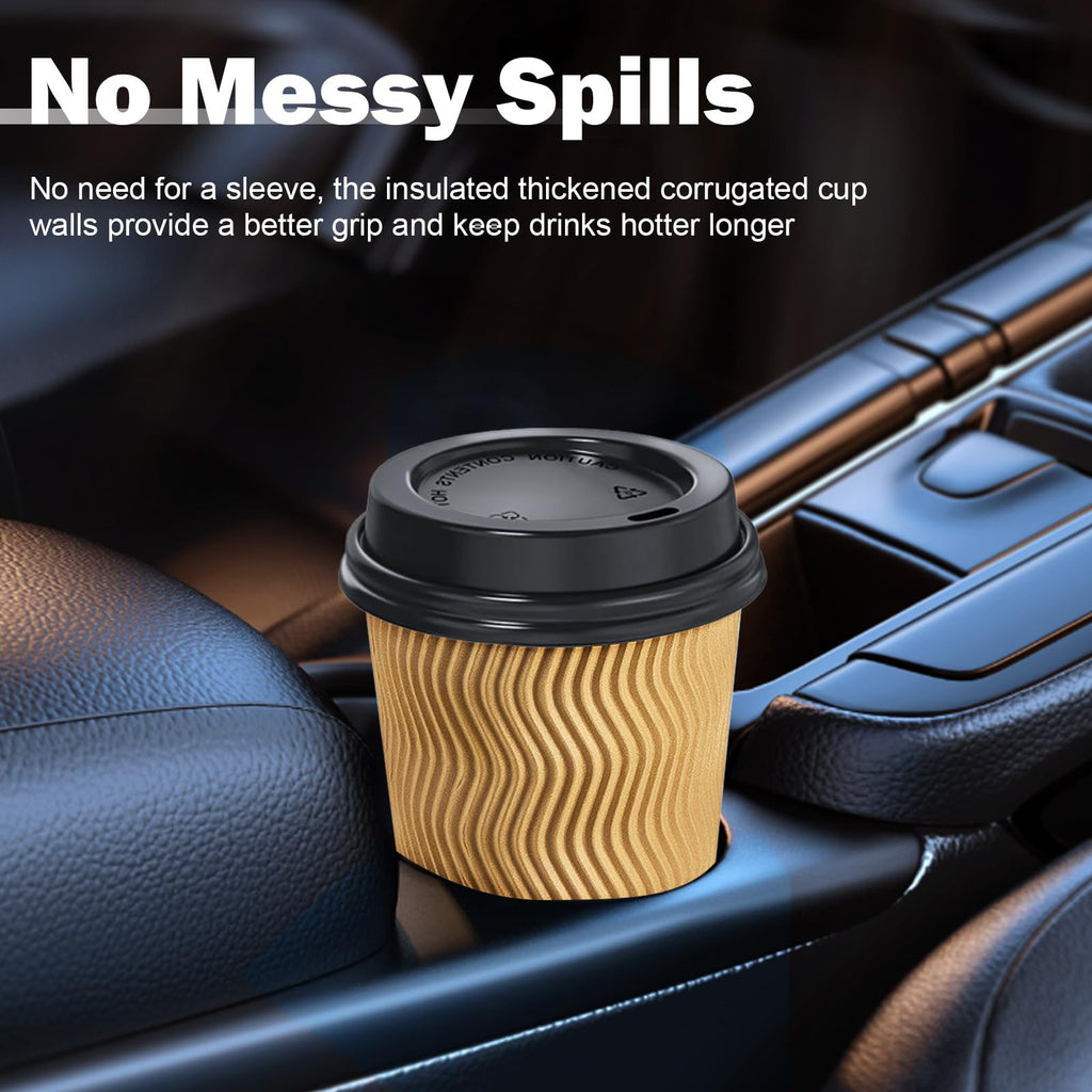SIUQ Coffee Cups - Insulated Disposable Cups with Lids


