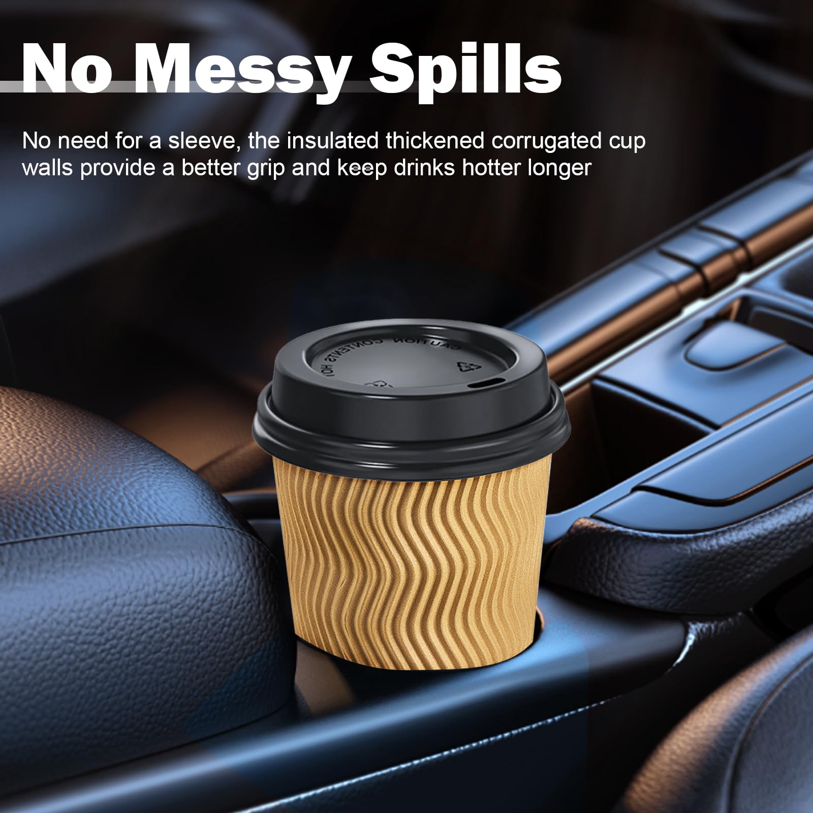 SIUQ Coffee Cups - Insulated Disposable Cups with Lids


