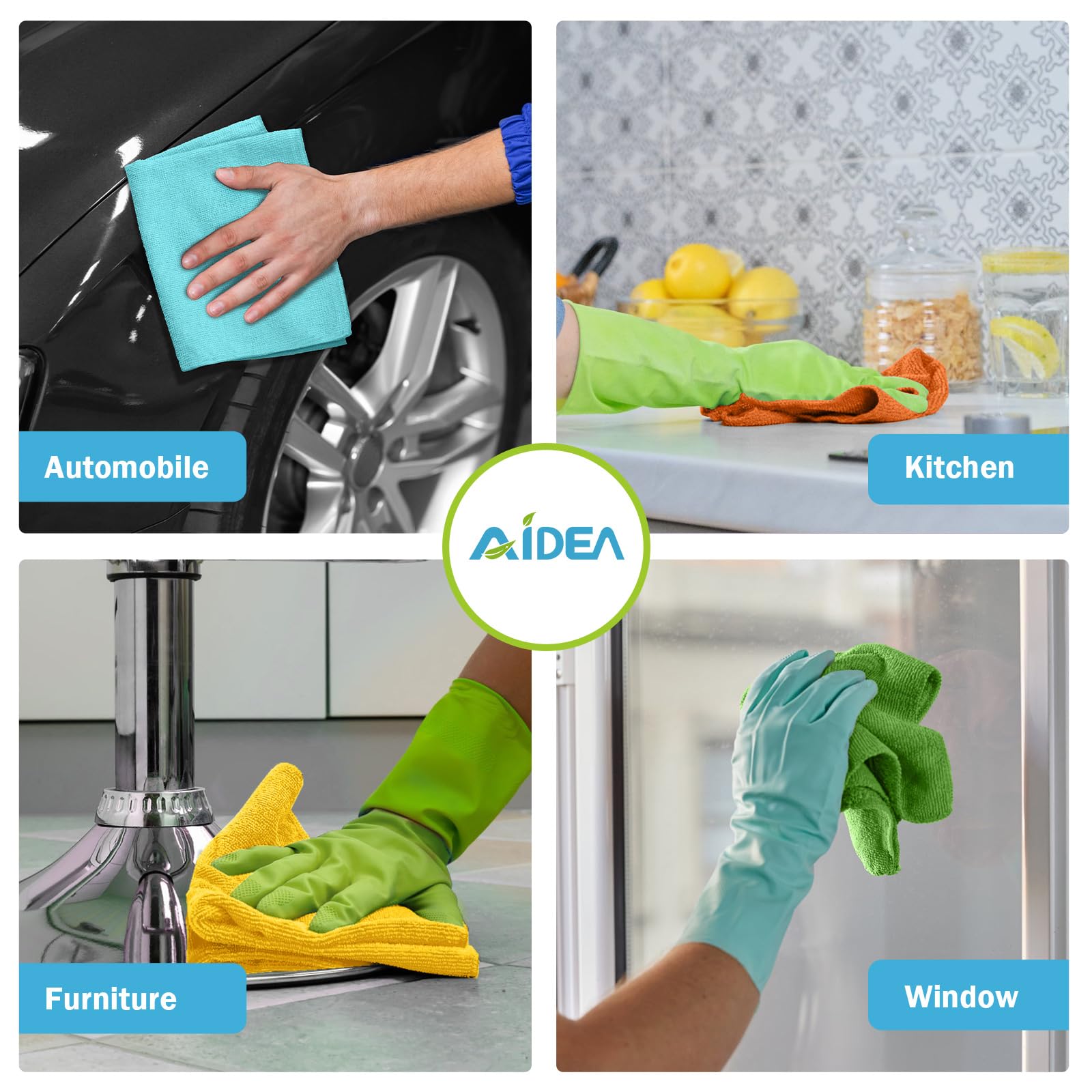 AIDEA Microfiber Cleaning Cloths – Soft, Reusable Towels

