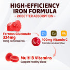 Iron Gummies for Women and Teens | Ferrous Gluconate 324 mg

