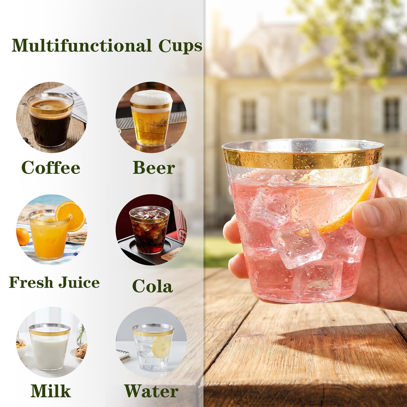 Decorative Rim Disposable Plastic Cups – BPA-Free


