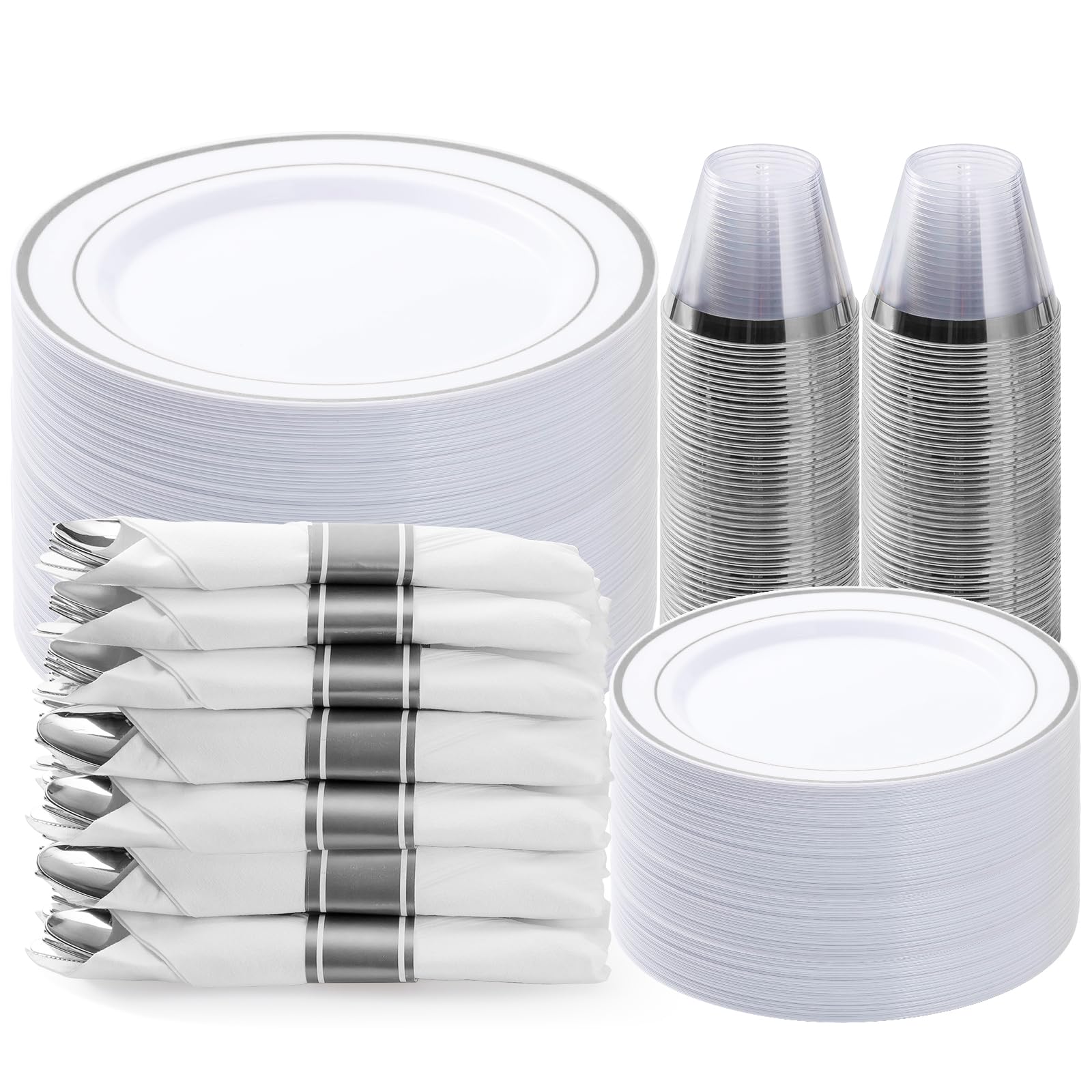BESTVIP Disposable Plastic Dinnerware Set for Parties