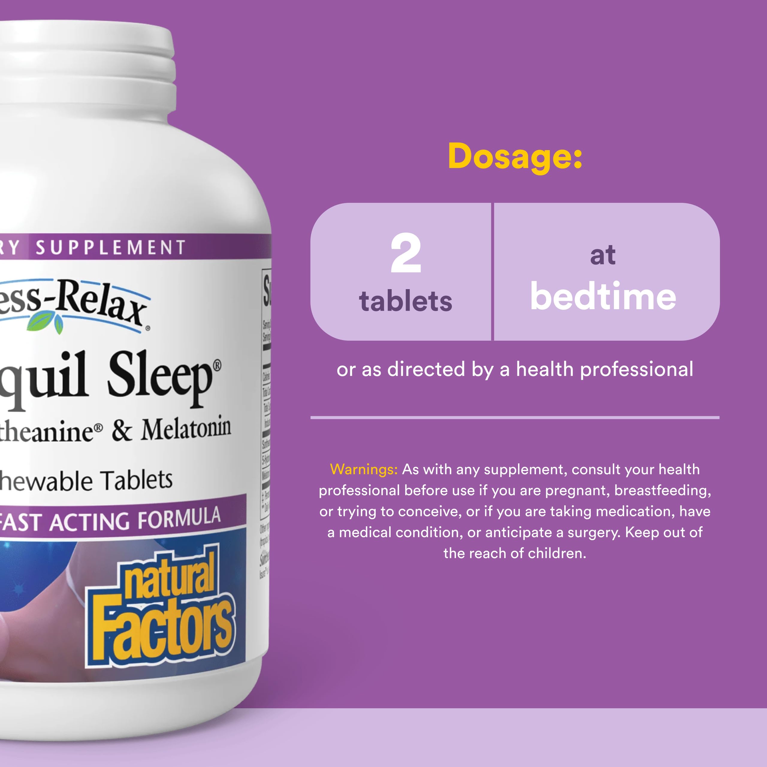 Natural Factors Stress-Relax Tranquil Sleep Chewable Tablets

