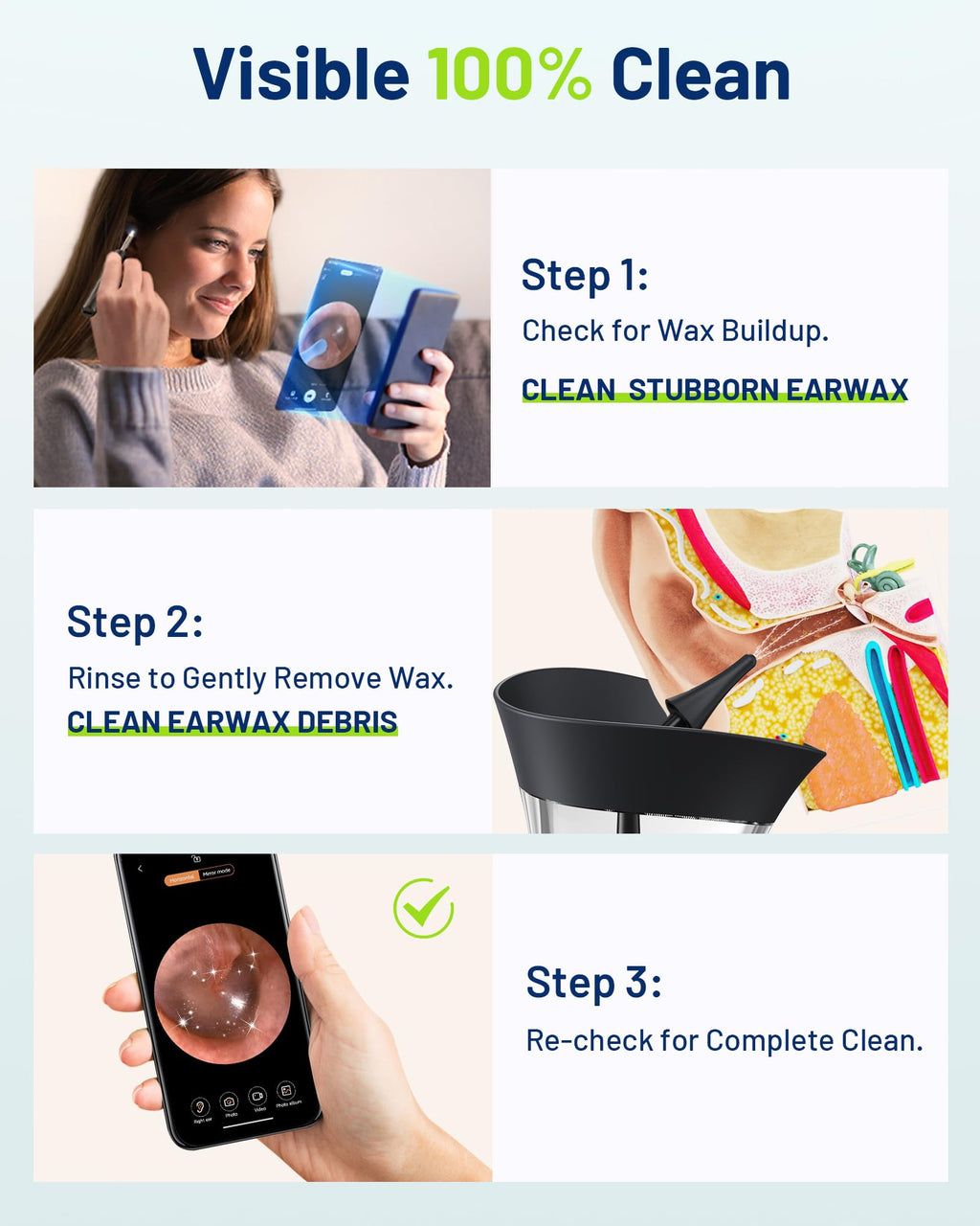 KAUGIC Ear Wax Removal with Camera One-Hand Ear Cleaner

