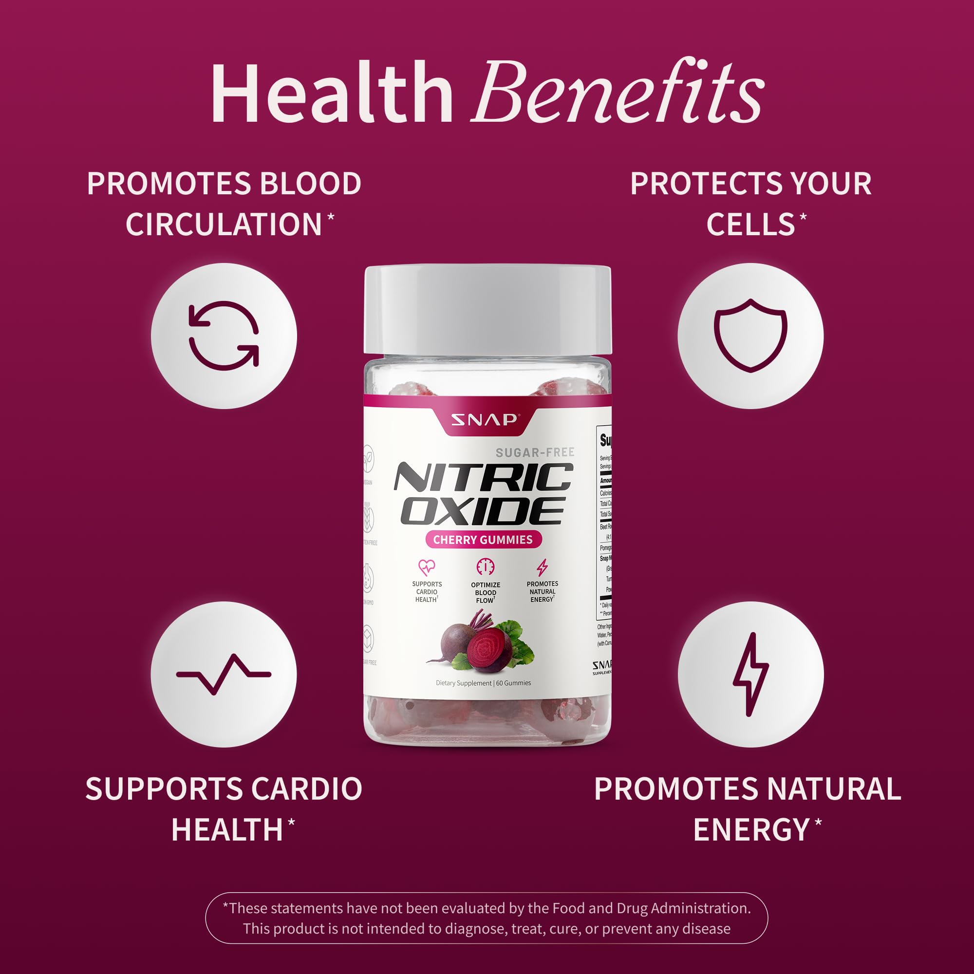 Snap NO Gummies Beet Root 300mg | Sugar Free

