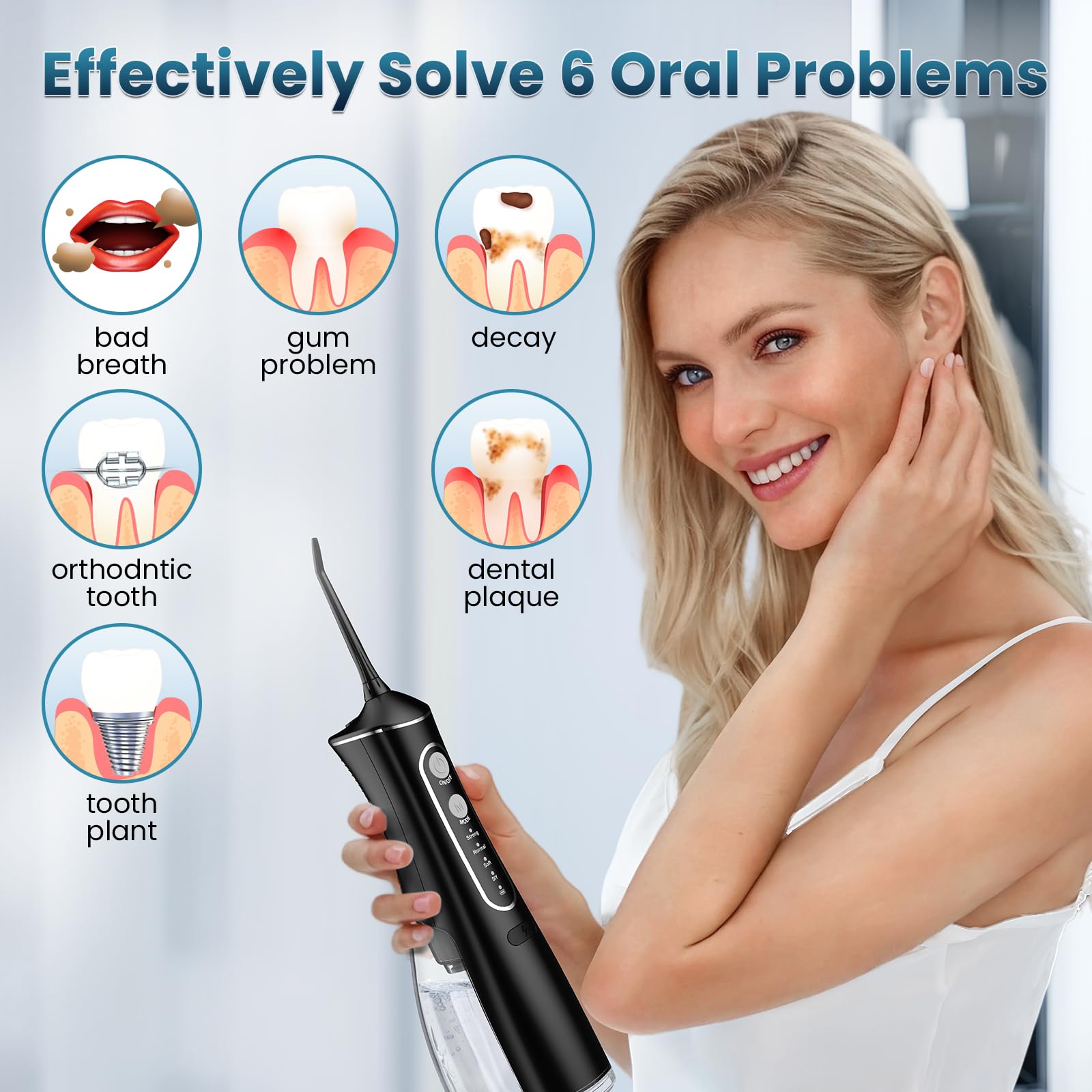 OasiSmile Cordless Water Flosser for Teeth | 4 Modes


