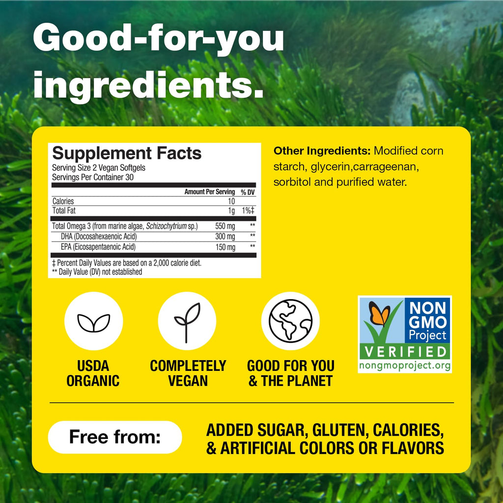 Bragg Marine Algae Omega-3 Softgels with DHA & EPA

